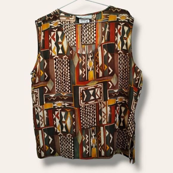 Peter Nygard Womens Top Sz 18 Boxy Silk Blouse Vtg 80s 90sSleeveless - Picture 1 of 10